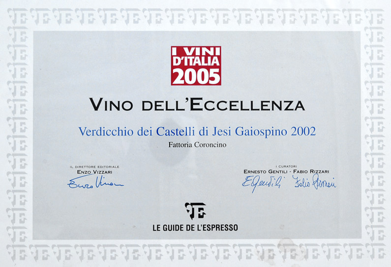 Gaiospino 2002: Vino d'eccellenza ne 'I Vini d'Italia 2005'